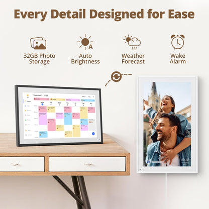 Digital Wall Calendar 15.6 Inch – Interactive Touch Screen Electronic Calendar & Smart Family Hub with Cross-Device Sync, Schedules Reminders, Chore Chart, Rewards & Photo Display