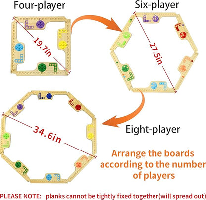 Marbles and Jokers Board Game Pegs and Jokers Real Solid Wood (Pine) Game Board Wooden for 2-8 Players 8 Game Boards 8 Colors 40 Marbles 4 Boxes Card