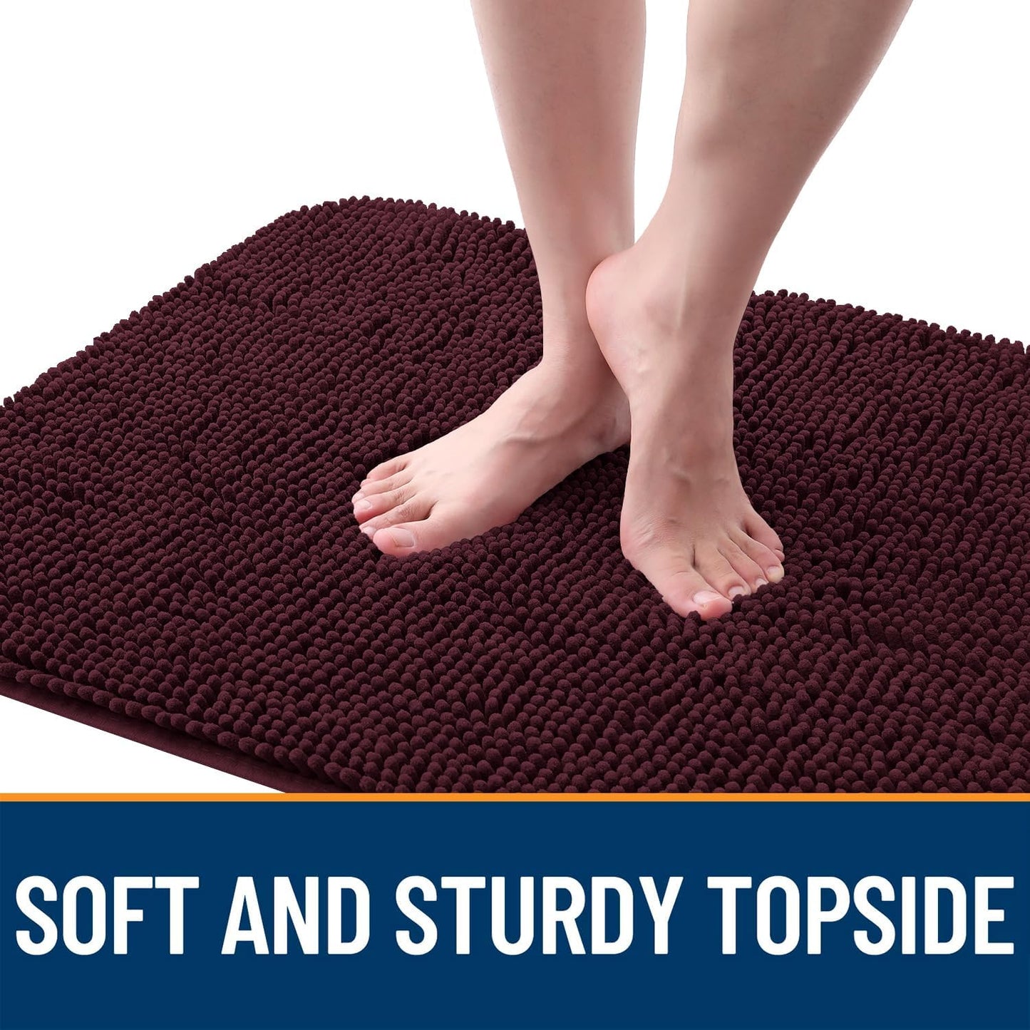 OLANLY Dog Door Mat - Absorbent Non-Slip Washable Chenille Mat for Muddy Paws | 35x24 Inches, Russet