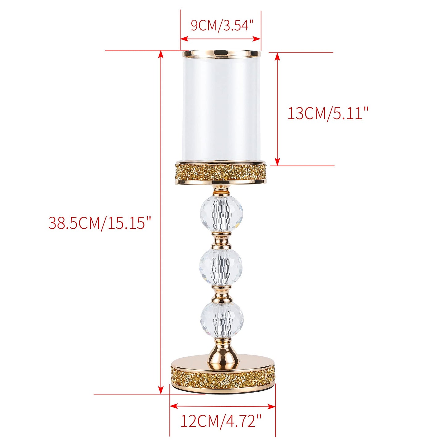 Hurricane Glass Candle Holders, Gold Pillar Candle Holders for Pillar Candle, Magnetic Glass Cover, Crystal Candlesticks Holder for Dining Coffee Table, Wedding,Events,Parties, Home Decor