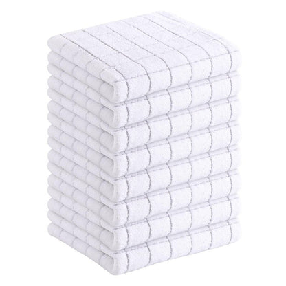 Homaxy 100% Cotton Terry Kitchen Towels(White, 13 x 28 inches), Checkered Designed, Soft and Super Absorbent Dish Towels, 8 Pack