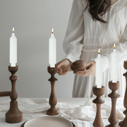 LPUSA White Short Taper Candles 6 inch Candle Sticks Unscented Dinner Candle Dripless for Home Decor,Christmas Table Decor，Weddings Festive Party Women Gifts，Set of 4
