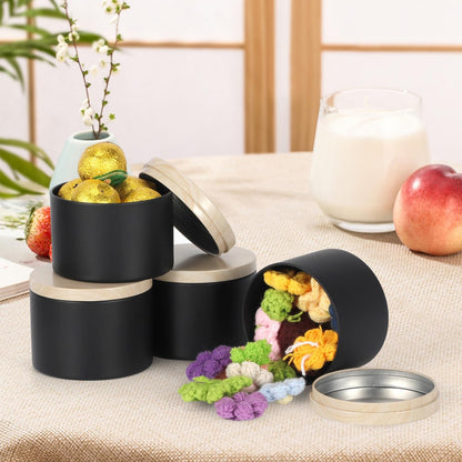 SONVIIBOX 24 PCS 8oz Candle Tins, Black tins with Wood-Grain Metal lids,Candle Jars for Making Candles Bulk,8oz Candle Jars,Tin Jars for Candle Making