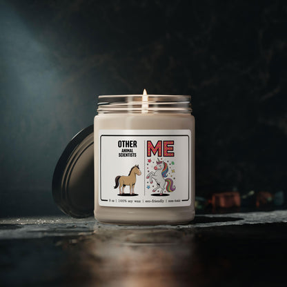 Funny Animal Scientist Gifts for Women - Other Animal Scientists vs Me Unicorn Candle for Zoologist Staff Employee Boss Manager - Christmas - 9oz Soy Wax Cinnamon Vanilla Scent