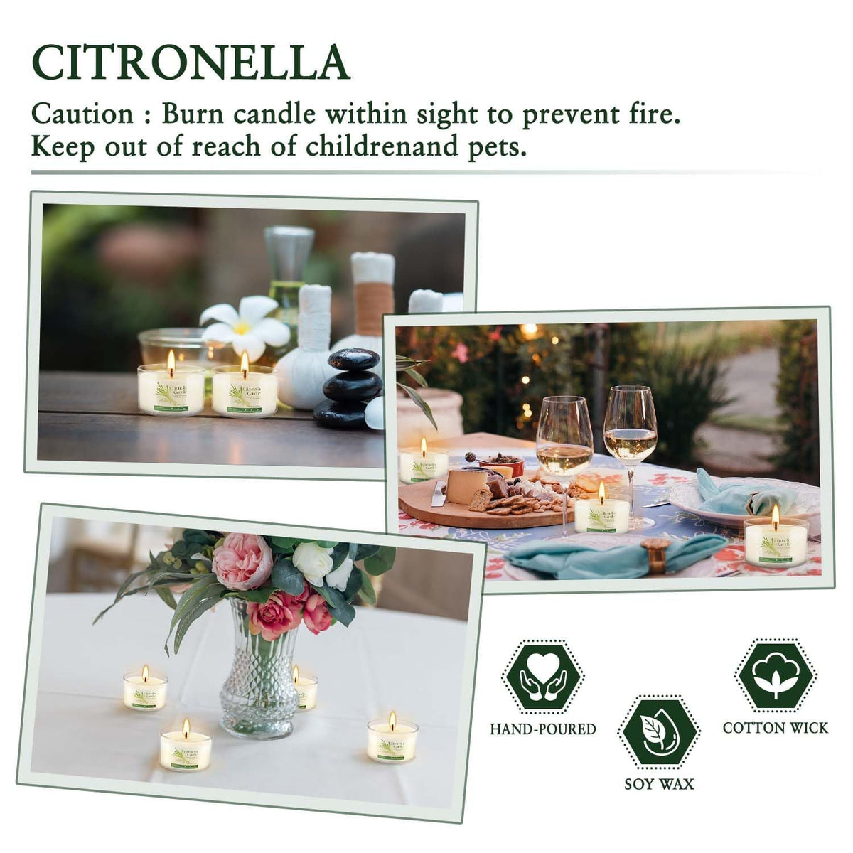 40 Pack 1.5oz Citronella Candles Bulk, Small Soy Wax Candles Bulk, Mini Portable Candles for Outdoor Patio Yard Home Wedding Party Camping Travel