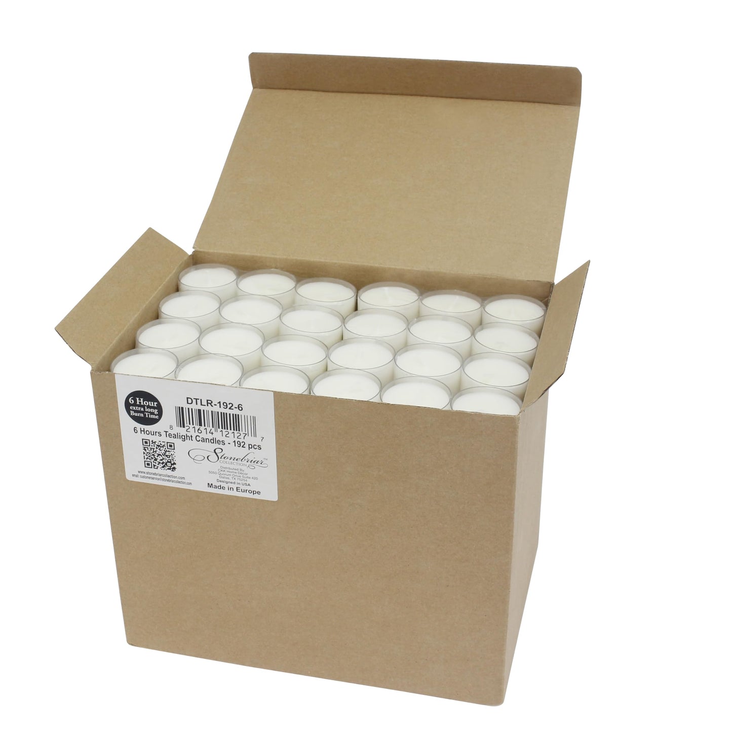 Stonebriar 200 Pack 8 Hour and 192 Pack 6-7 Hour Unscented Extended Burn Time Tea Light Candles