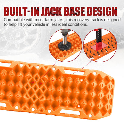 BUNKER INDUST Traction Boards with Jack Base (Gen 7) Orange + Side Mounting Kit with Shovel Holder Brackets