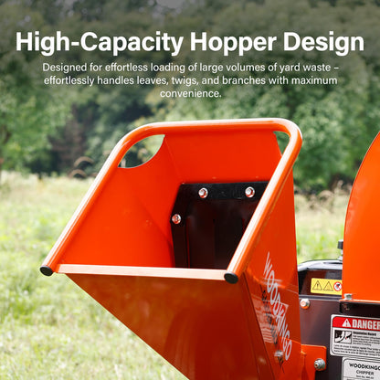 WOODKINGO Mini Wood Chipper Shredder Mulcher Heavy Duty 7HP Compact Design 3" Inch Max Capacity 212cc Gas Powered Engine 4-Stroke Fast Chipping Chopping for Forestry, Gardens,Landscaping(WK-02)
