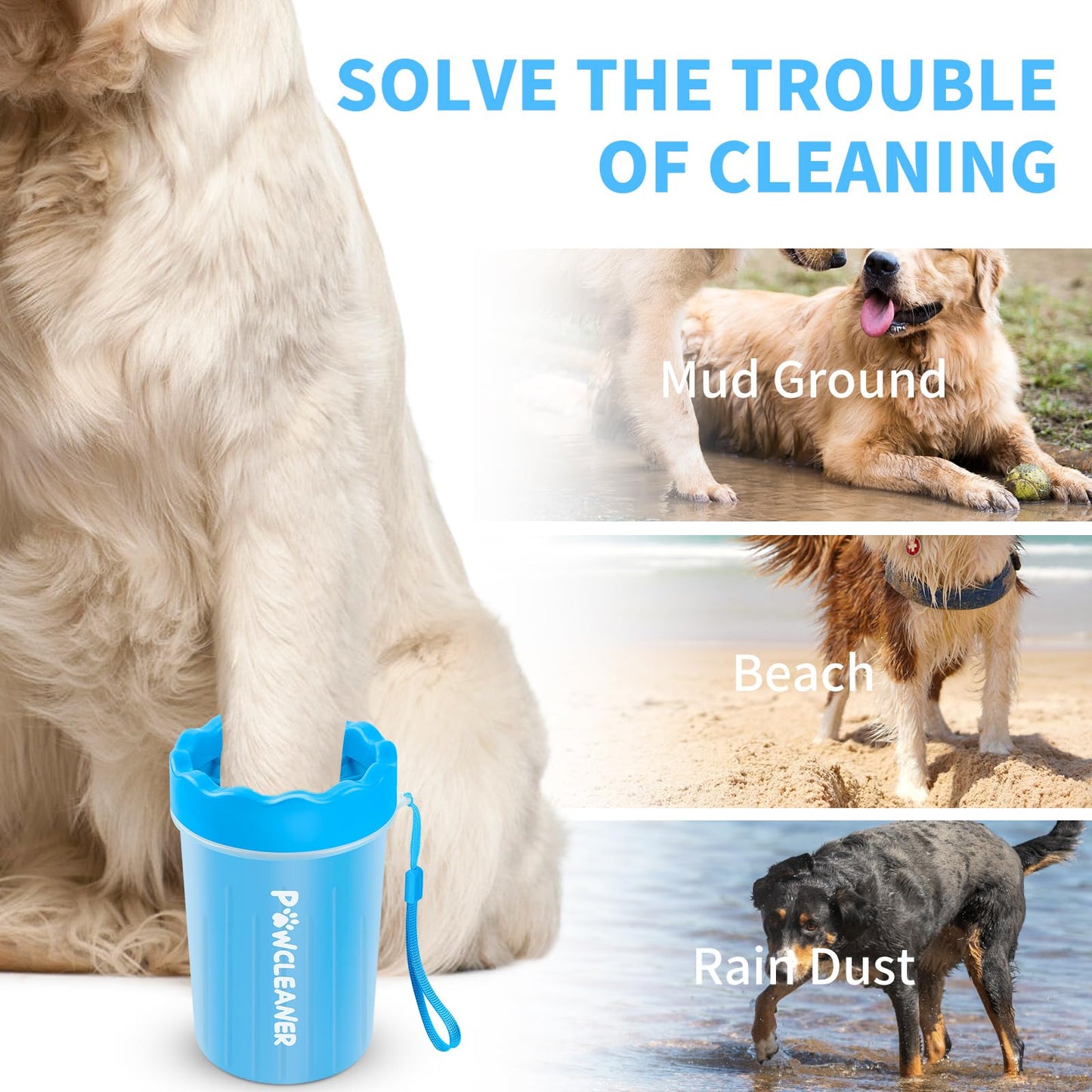 Dog Paw Cleaner, Dog Paw Washer, Paw Muddy Paw Cleaner, Pet Foot Cleaner for Small Medium Large Breed Dogs/Cats (with 3 absorbent towel)