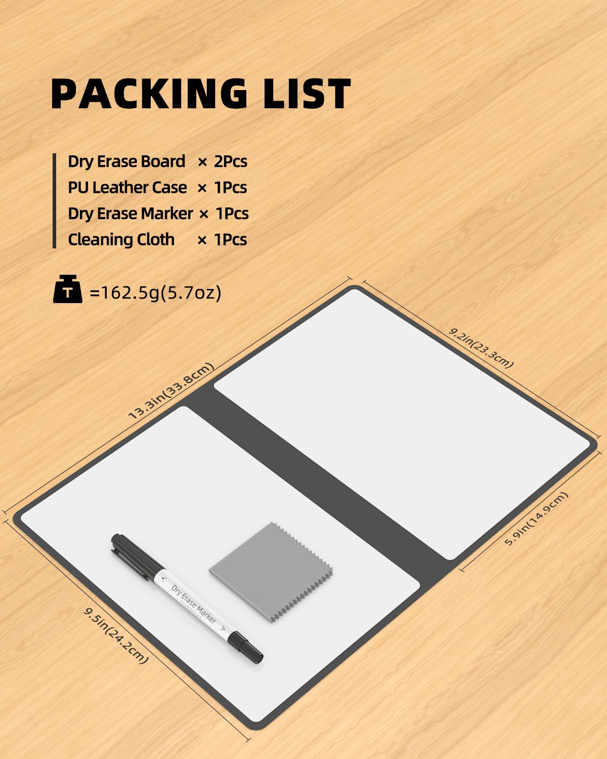 Mehaving Portable Small White Board Dry Erase Board, Reusable 9.5 * 6.6in Notebook Memo, Office Home Supplies Desk Accessories MH760 (Stone Grey)