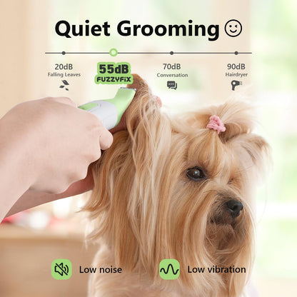 FuzzyFix Dog Grooming Kit, 4 in 1 Pet Clippers for Grooming Supplies, Cordless Dog Paw Trimmer Nail Grinder, Professional Long Hair Shaver for Matted Hair Cat Small Dogs Thick Coats