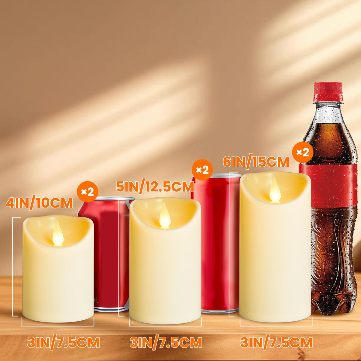 YIWER Plastic Candles with Remote,Flameless LED Candle Powered by Batteries with Remote Control Electric Fake Flickering Light D 3”H 4”5”6” Pack of 6