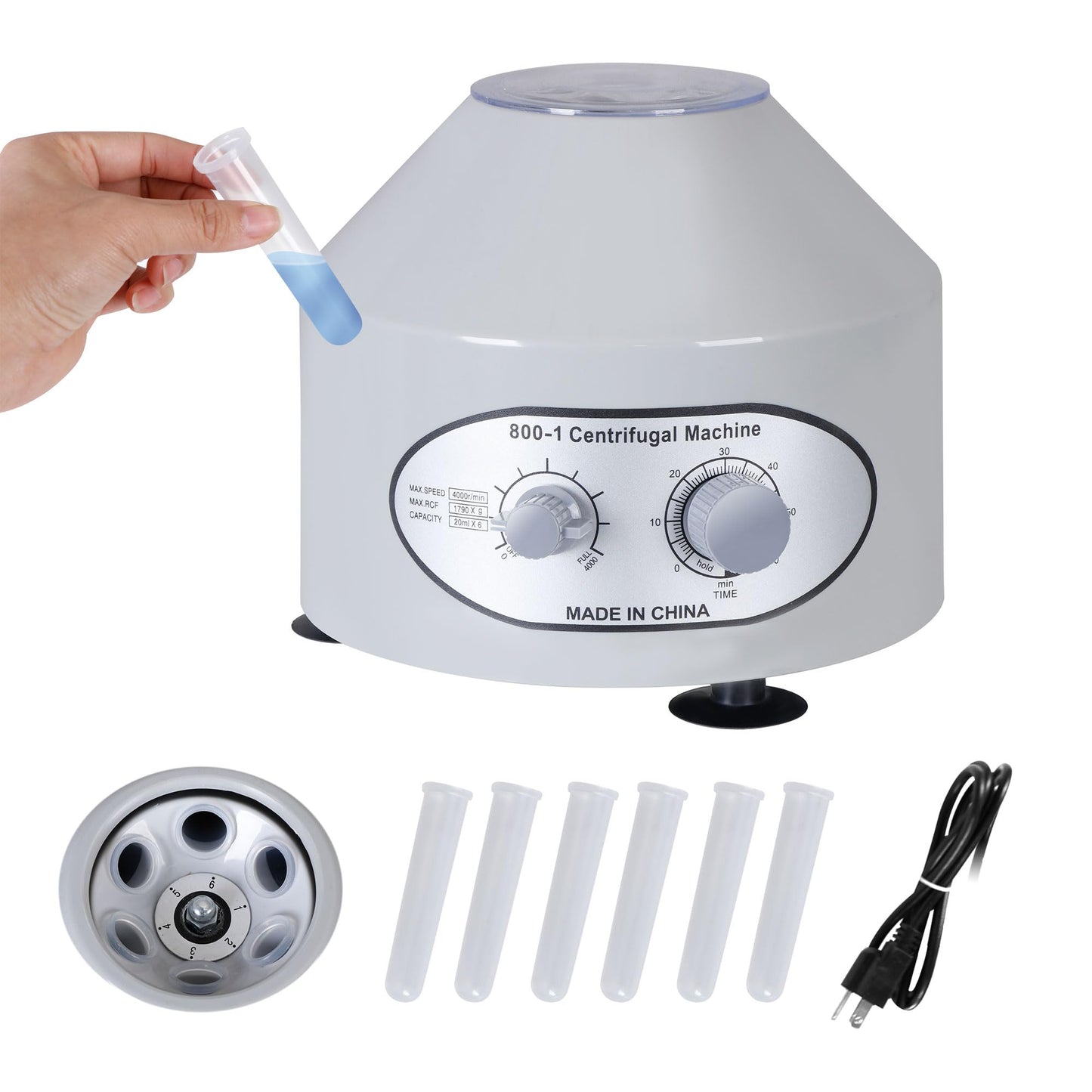 SUPER DEAL Electric Lab Centrifuge Machine, 4000 RPM, 20 ml x 6 Capacity, Precise Timer and Speed Control, 110V - Ideal for Medical and Laboratory Use