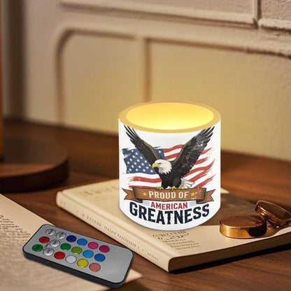 NETILGEN 3 inch Flameless LED Candles for July 4th Independence Day Decor Set of 4 Timer Remote Flickering Flameless Candles with Battery Operated American Flag Eagle 250th Anniversary