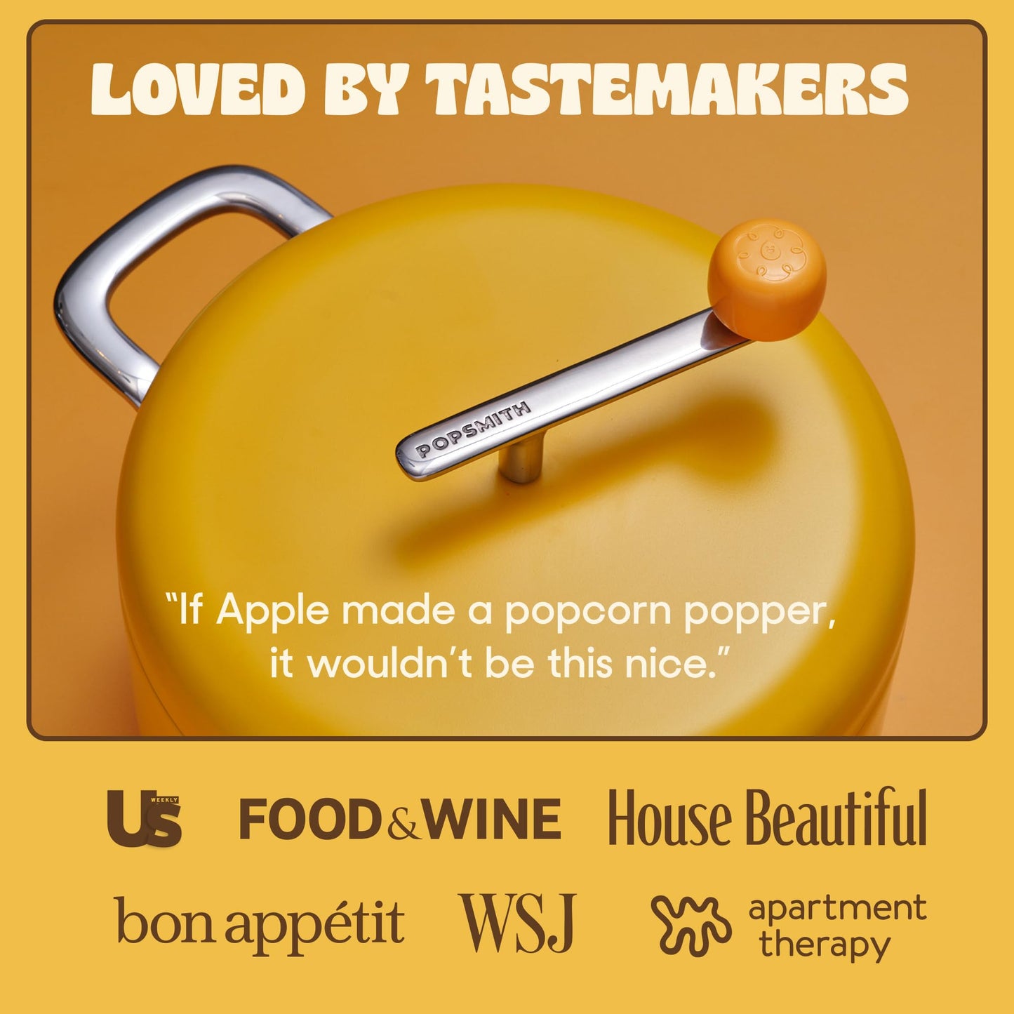 Popsmith Popcorn Popper in Butter - 6 Quart Stovetop Popcorn Machine - Stainless Steel Popcorn Maker Compatible with All Stovetops