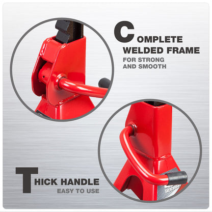 Jack Boss 3 Ton(6,600 LBs) Low Profile Aluminum and Steel Car Jack with Dual Piston Quick Lift Pump and Jack Stands 2 Ton (4,400 LBs) Lifting Car Stand, Fit Use for Cars Automotive Sedans, Red, 2 Pack
