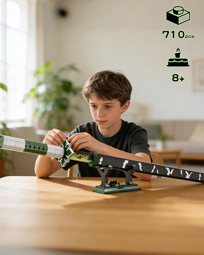 39in Sword Building Block Sets Compatible with Lego Set 710PCS Samurial Sword with Scabbard and Stand for Boys Adults 8 9 10 11 12 13 14