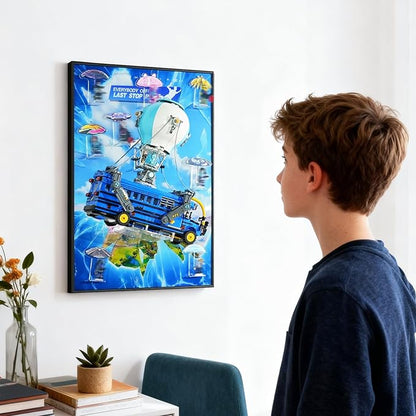 Wall Board for Lego 77073 Battle Bus Building Toy - Wall Display Compatible with Collectible Fortnite Toy Acrylic Stand Design(Only BoardModel Not Included)