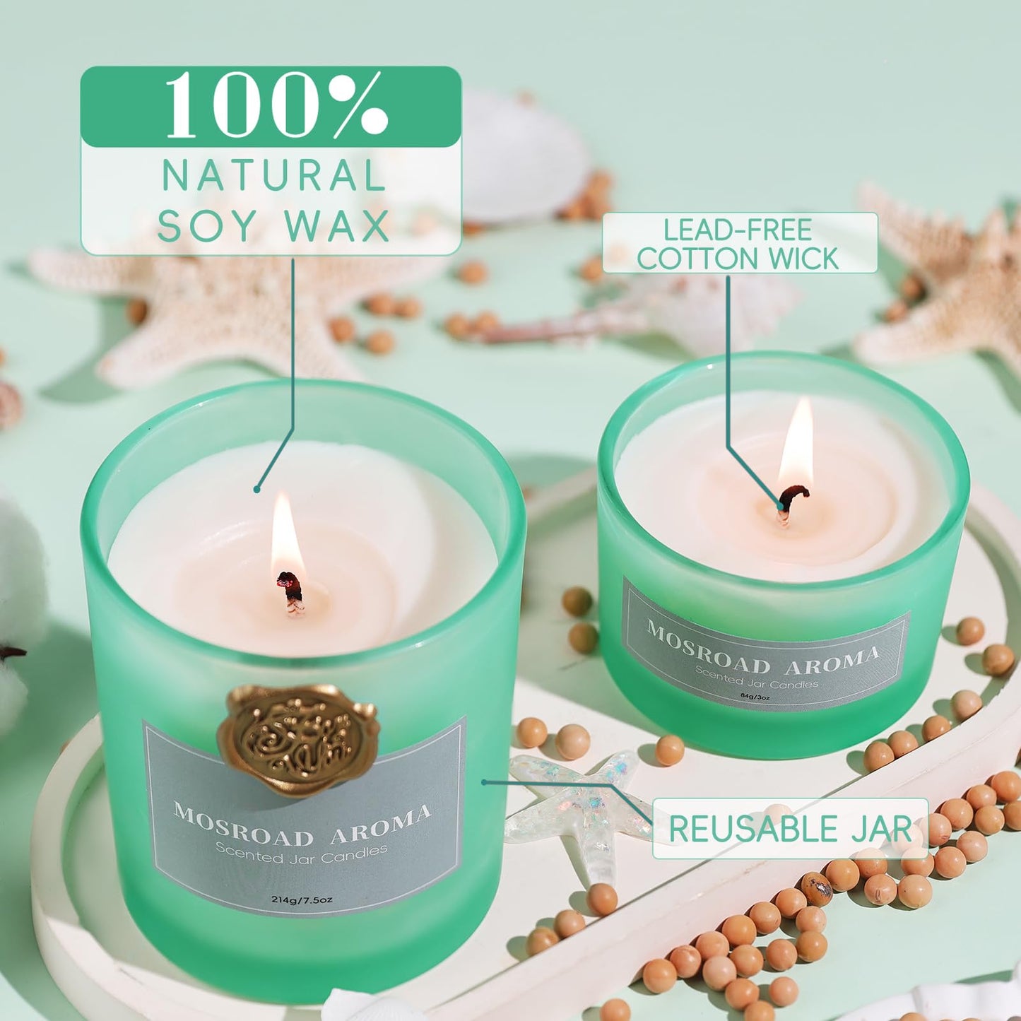 California Coast Candle Set - 2 Packs, Ocean Breeze Scented Jar Candles for Home Fragrance, Beach Scented Soy Wax Luxury Candles for Air Freshening, Vacation Scent & Refreshing Housewarming Gift