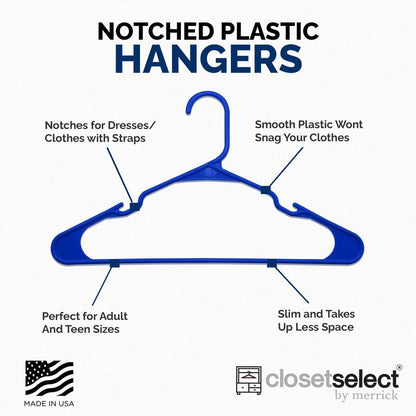 Closetselect Plastic Hangers 50 Pack - Space Saving Clothes Hangers, Made in USA, Durable & Strong Plastic Shirt & Coat Hanger with Notches & Shoulder Grooves, Non-Slip Clothing Hangers | Royal Spice