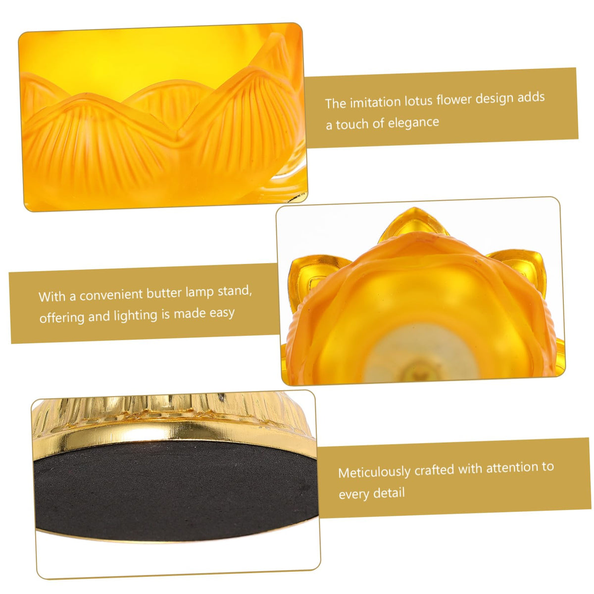 OHPHCALL Butter Lamp Holder for Lotus Candle Battery Operated Taper Dining Decor
