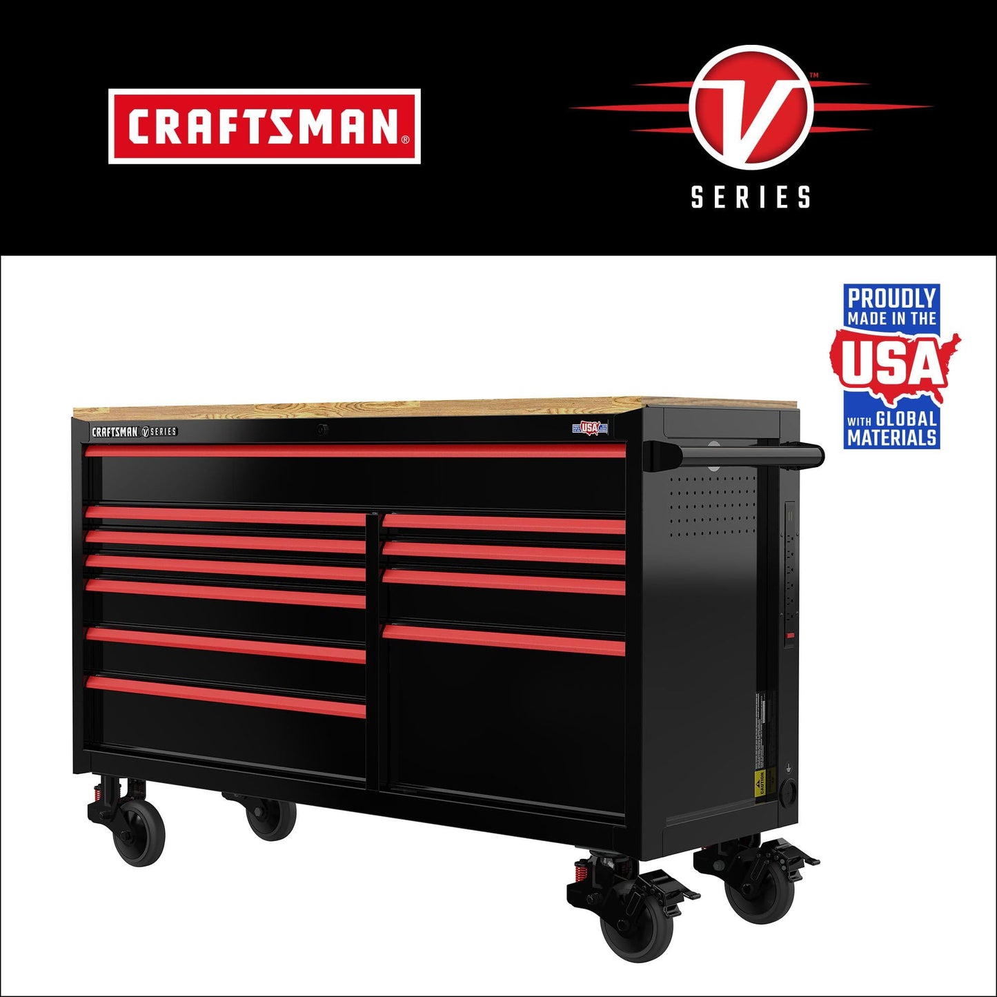 CRAFTSMAN V-Series 63 in. Garage Storage Mobile Workstation with 11 Drawers (CMSTVS6311BK)