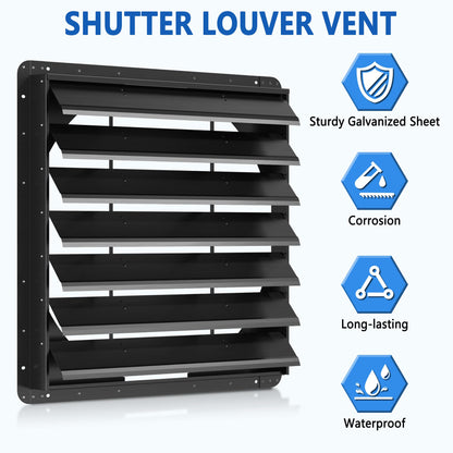 30 Inch Galvanized Sheet Spraying Automatic Exhaust Shutter Louver Vent (No Fan Blades and Motor) for Home Attics, Workshops, Barn, Greenhouse