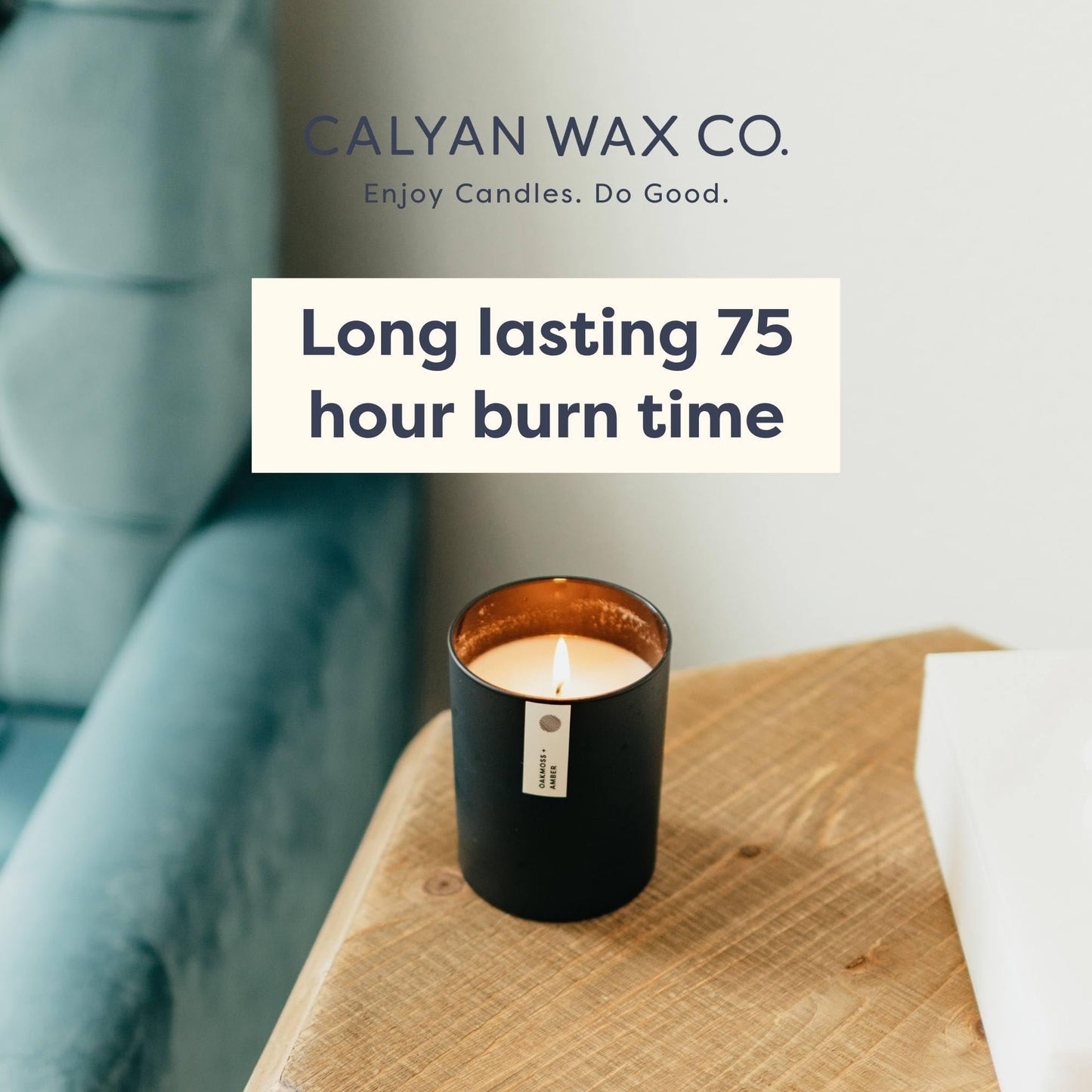 Calyan Wax Co. Rosewood & Amber Scented Candle - 75 Hour Burn - Luxury Clean Soy Wax Candles - Long Lasting Black Tumbler Jar Candle for Home - 10.2oz