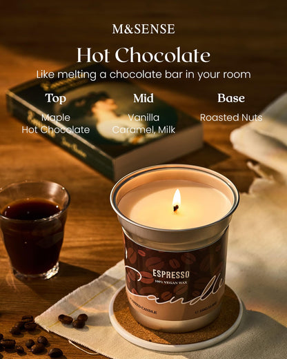 M&SENSE Hot Chocolate Scented Candles, Soy Wax 16.2oz