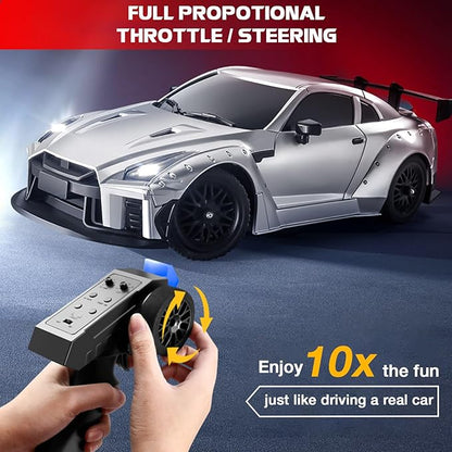 1/16 Scale RC Drift Car MN-268 RWD Mini RC Vehicles Model with Gyro Spare Tires &amp LED Lights for Adults Hobby Toy Gifts (Black)