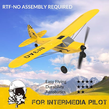 volantexrc RC Plane Trainer Sport Cub 3CH Remote Control Airplane with Prop Saver 6-Axis Gyro Stabilizer &amp 3 Modes to Fly Radio Controlled Aircraft RTF for Beginners and Adults (400mmYellow)