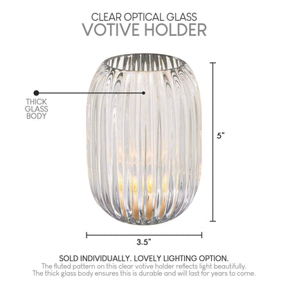Serene Spaces Living Clear Optical Glass Votive Holder, Perfect for Weddings and Home Décor, 5" Tall & 3.5" Diameter, Set of 12