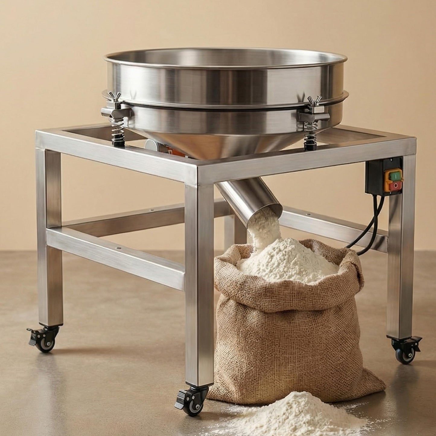Sidasu 19.6" Stainless Steel Vibrating Sifter Machine, 110V Electric Sieve Shaker with 40 & 100 Mesh Screens, Industrial Powder Screening Machine for Flour, Spice, Grain, Lab& Food Processing
