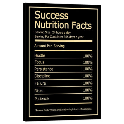 Success Nutrition Facts Wall Art Motivational Wall Art Decor for Office Bedroom Modern Artwork Framed and Ready to Hang(Success, 12x18 inch)