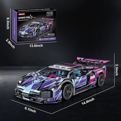 1329 Piece Sports Car Building Blocks Toys Boys or Adults Kits 1:14 Race Car Model Building Set Adult Collectible Model Cars Set to Build STEM Super Cars Sets for Boys Girls Age 6-12 8-14