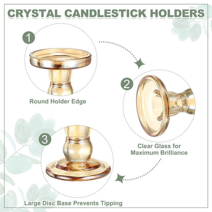 uxcell 11 cm Glass Candle Holder for Taper/Column Candles, Candle Holders Tealight Stand Candlestick for Tealight Wedding Table Centerpiece Home Decor, Brown