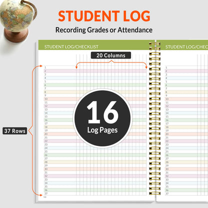 SUNEE Teacher Planner 2026-2027 Academic Year, Lite Lesson Planner Book with 7 Periods Jul 2026 - Jun 2027, 8.5"x11" Daily Weekly and Monthly Organizers, Plan Book with Pocket, Tabs, Floral Stripes