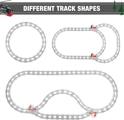 32 Pieces Train Tracks Classic Railway Track with 20 Curved Tracks 10 Straight Tracks and 2 Switches Tracks - Compatible with All Major Brands Toy Track Accessory for Kid Light Grey
