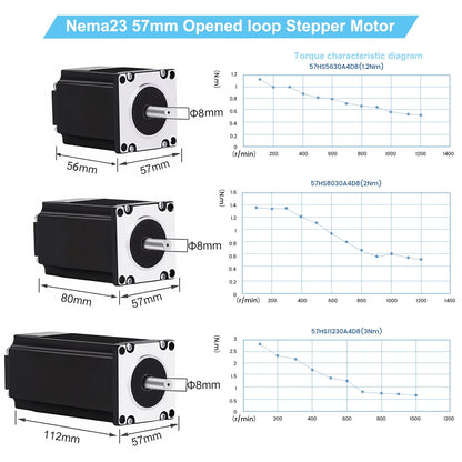 3 Axis CNC Controller Kit with Nema23 57mm Stepper Motor 3Nm 425 oz.in High Torque 2-Phase 3A, DM556 Step Motor Driver, 24V 350W Power Supply for Engraving Machine 3D Printer