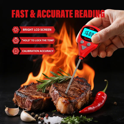 AWLKIM Digital Meat Thermometer with 40-Inch Leave-in External Probe, Rechargeable Instant Read Food Thermometer for Grill BBQ Smoker Oven Kitchen, IP67 Waterproof, Audible Alarm & Hold Function