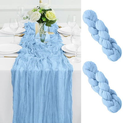 16Pack Baby Blue Table Runner 10FT Light Blue Cheesecloth Table Runner 35x120Inch Long Boho Gauze Cheese Cloth Table Runners Rustic Sheer Table Runners for Wedding Baby Shower Bridal Shower Decor