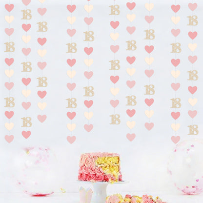 Champagne Gold Pink 18th Birthday Decorations Champagne Gold Dusty Pink Heart Garland Streamer Banner Backdrop for Girls Happy 18th Birthday Time to Adult Cheers to 18 Years Old Party Supplies