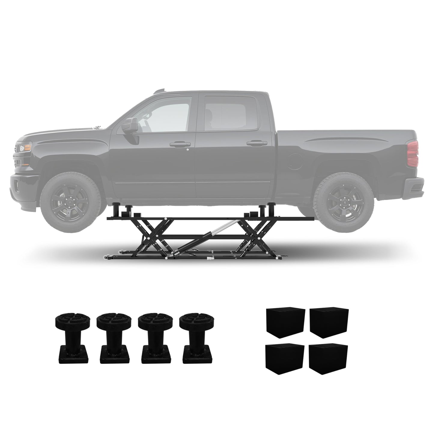 GarveeTech Portable Car Lift 7000LBS, Heavy-Duty Carbon Steel Auto Lift Jack for Garage & Shop, Adjustable Height 6.26"-27", with Extension Plates & Safety Locks, Fits Trucks, SUVs, Sedans
