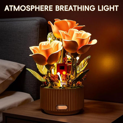 Rose Flower Building Blocks Set Motorized Blooming Flowers for Adults Romantic Gift for Women Girlfriend Home Desk Decor DIY Botanical Display 255 PCS