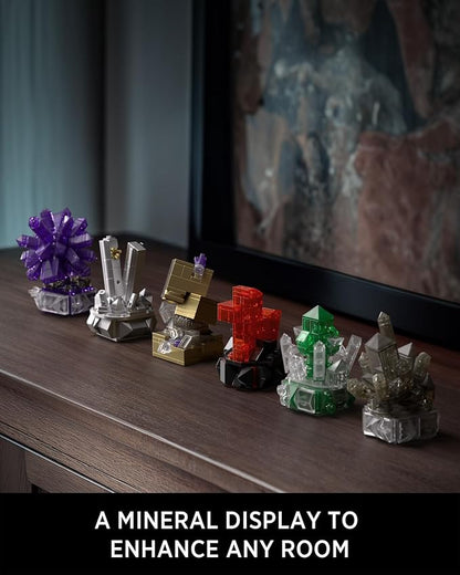 Nifeliz Geology Rock Collection Building Set for Adults 6 Different Kinds of Gemstone Model Toys Creative Desk Decoration &amp Fun Gift for Mineral Lovers (616PCS NF10306)