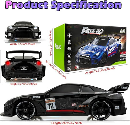 1:24 RC Drift 2.4GHz with LED Light Race Car Toys for Boys and Girls Aged 6+ Speed Adjustable up to 23Km/H High-Speed RC Racing Cars Toy Gift for Boys &amp Girls (Black)