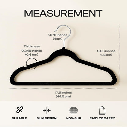 Utopia Home Velvet Hangers - Luxury Non-Slip Slim Coat & Pant Hangers, 30 Pack, Black