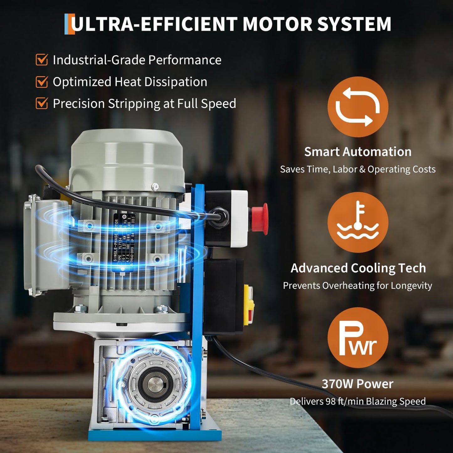 Automatic Wire Stripper Machine, 0.06" - 1.5" Automatic Wire Stripper w/75 Feet/Minute, 370w 10 Channels 10 Blades with Transparent Panel for Recycling Copper