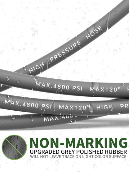 TechSweepPro 3/8" 4800PSI Pressure Washer Hose 100FT with Swivel Quick Connect for Cold/Hot Water Max 248°F, Kink Resistant Steel Wire Braided, Wear Resistant Power Washer Hose with M22 14mm Adapter