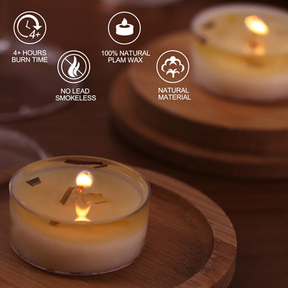 48Pcs Citronella Scented Tealight Candles, Palm Wax White Tea Lights, 4h Long Burning Tea Light Candles with Dried Flowers for Holiday, Wedding, Spa, and Home Decoration
